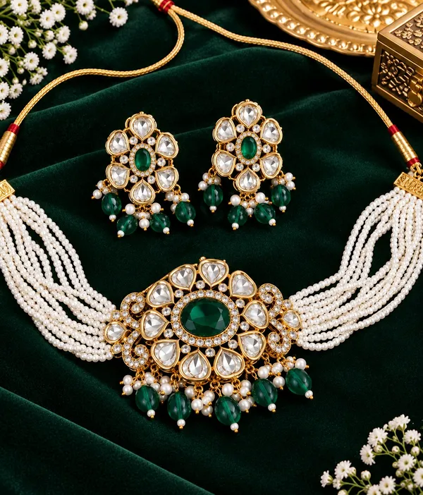Gold_Tone_Kundan_Pearl_Choker_Necklace_Set_For_Women