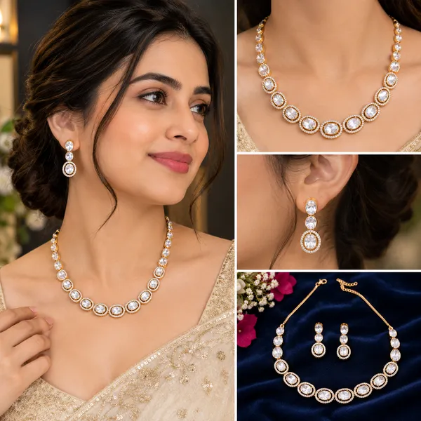 Gold-Tone_Crystal_Necklace_And_Earrings_Set_for_Women