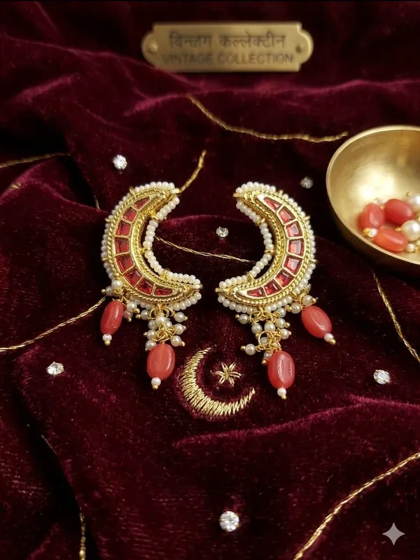 Red_Gold_Tone_Crescent_Drop_Earrings_For_Women