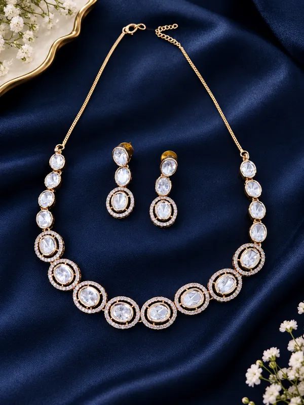 Gold-Tone_Crystal_Necklace_And_Earrings_Set_for_Women