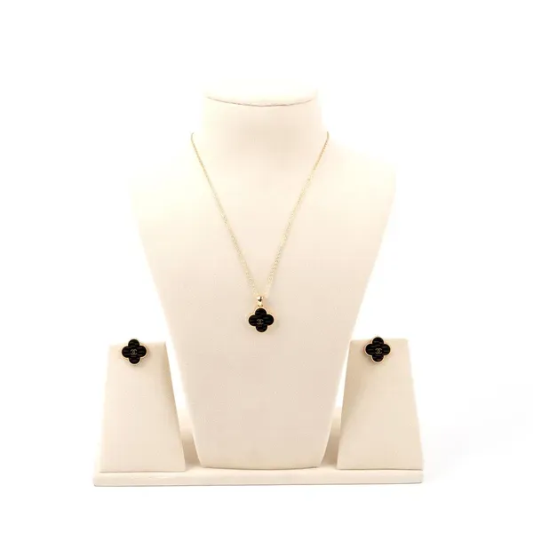 Black_Gold_Plated_Clover_Enamel_Necklace_Stud_Earrings_Set_For_Women_Pack_More