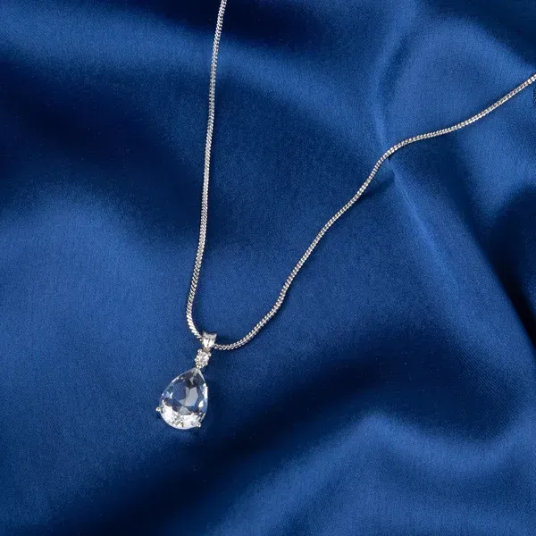 White_Metal_Alloy_Teardrop_Gemstone_Pendant_Necklace_For_Women_Pack_Of_2