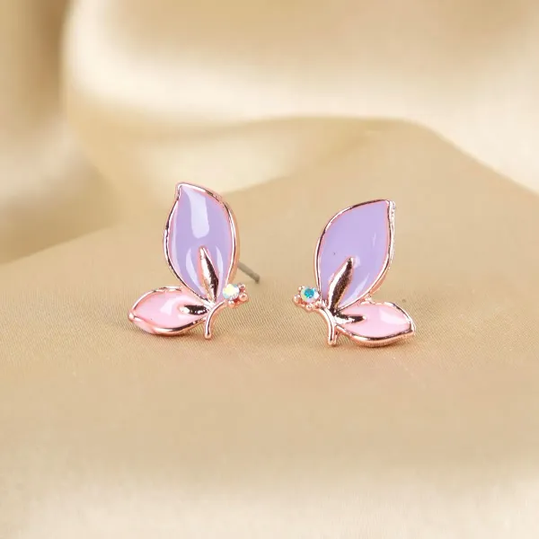 Yellow_Green_&_Purple_Pink_Crystal_Rose_Gold_Butterfly_Earrings_For_Women_-_Pack_of_2
