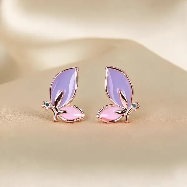 Yellow_Green_&_Purple_Pink_Crystal_Rose_Gold_Butterfly_Earrings_For_Women_-_Pack_of_2