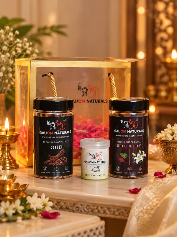 Diwali_mini_gift_hamper_(1_Oud_dhoop_sticks,
1_Brut_&_Lily_cones_,
1-25g_camphor_box)