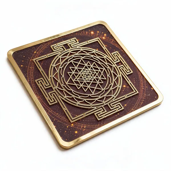 Gold_Maroon_Spiritual_Sri_Yantra_Square_Wall_Plaque