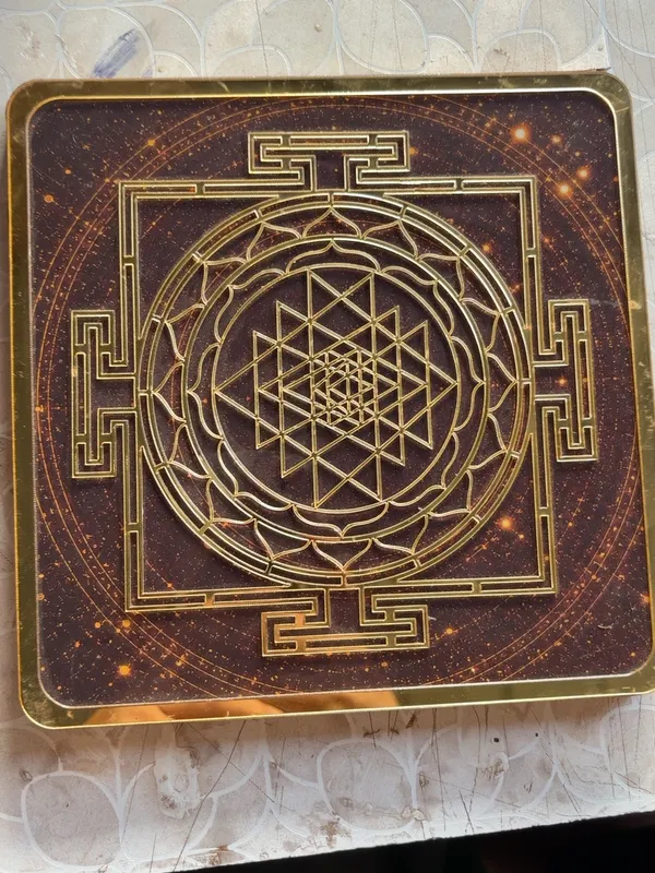 Gold_Maroon_Spiritual_Sri_Yantra_Square_Wall_Plaque