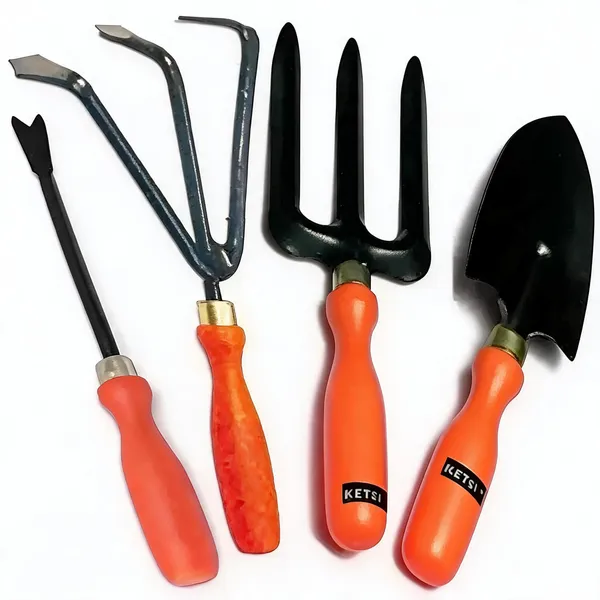 AGT_Garden_Tools_Set_of_4_Trowel,_Weeder,_Cultivator,_Fork_Khurpi_(Multicolour,_4_Pieces)_Garden_Tool_Kit_Garden_Tool_Kit_(4_Tools)