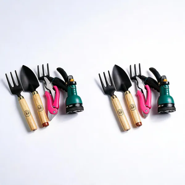 AGT_Garden_Tool_Set_Water_Spray_Trigger,_Small_Trowel,_Hand_Rake,_Fork_&_Pruner/Cutter_for_Gardening_Garden_Tool_Kit_(5_Tools)