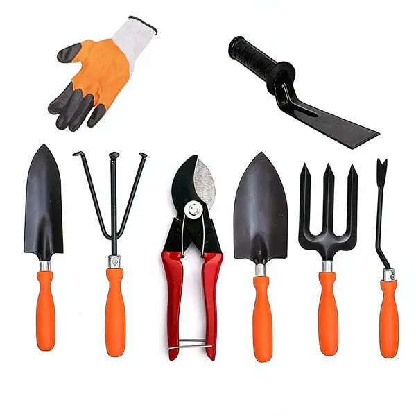 AGT_Garden_Tool_Set_include_Khurpa,_Cultivator,_Heavy_Cutter,_Small_&_Big_Trowel,_Hand_Fork_&_Weeder_for_Gardening_Garden_Tool_Kit_(8_Tools)