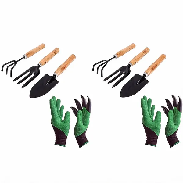 AGT_Hand_Fork_,Big_Trowel_and_Weeder_/Cultivator,_Hand_Gloves_Garden_Tool_Kit_Garden_Tool_Kit_(4_Tools)