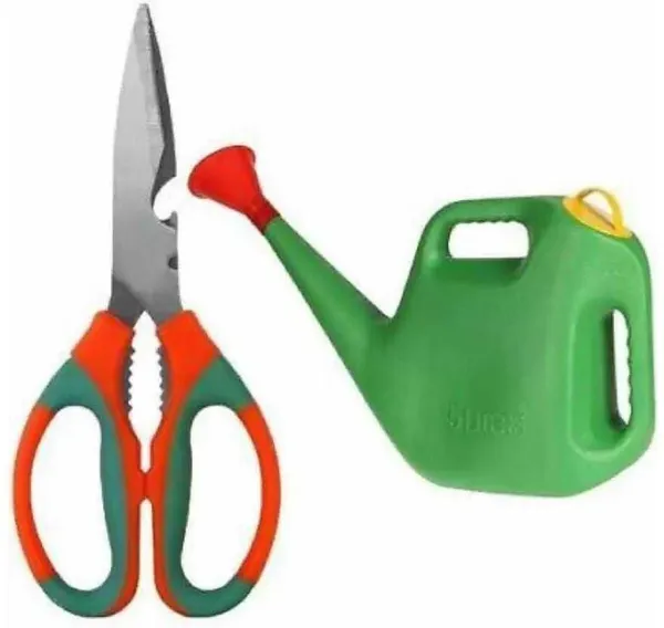 AGT_Gardening_Tools_Set_with_Scissor_and_5-Liter_Premium_High-Grade_Plastic_Watering_Can_Garden_Tool_Kit_(2_Tools)
