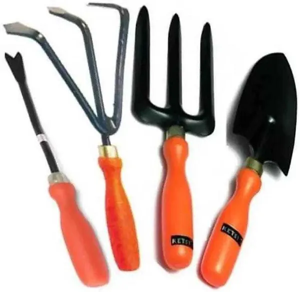 AGT_Garden_Tools_Set_of_4_Trowel,_Weeder,_Cultivator,_Fork_Khurpi_(Multicolour,_4_Pieces)_Garden_Tool_Kit_Garden_Tool_Kit_(4_Tools)