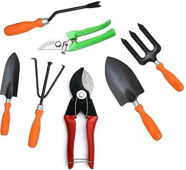 AGT_Garden_Tool_Set_Includes_Heavy_Cutter,_Pruner,_Weeder,_Hand_Rake,_Trowel,_Hand_Fork_for_Cultivating_Garden_Tool_Kit_(7_Tools)