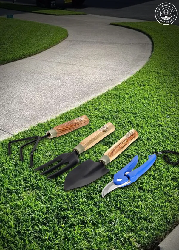 AGT_Tool_Set_Big_Trowel,_Hand_Fork,_Hand_Rake_&_Pruner/Cutter_for_Garden_Tool_Kit_(4_Tools)