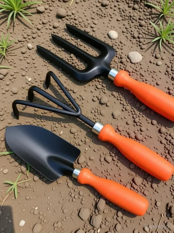 AGT_Garden_Tool_Set_Big_Trowel,_Hand_Fork,_Hand_Rake_for_Gardening_Garden_Tool_Kit_(3_Tools)