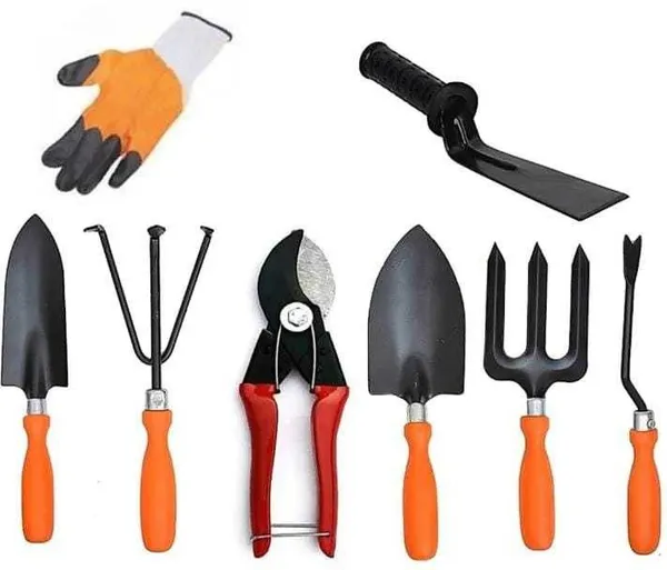 AGT_Garden_Tool_Set_include_Khurpa,_Cultivator,_Heavy_Cutter,_Small_&_Big_Trowel,_Hand_Fork_&_Weeder_for_Gardening_Garden_Tool_Kit_(8_Tools)