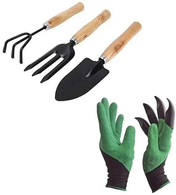 AGT_Hand_Fork_,Big_Trowel_and_Weeder_/Cultivator,_Hand_Gloves_Garden_Tool_Kit_Garden_Tool_Kit_(4_Tools)