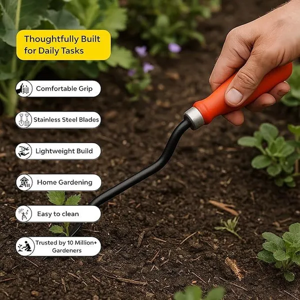 AGT_Hand_Weeder_-_1_Pc_(Orange_Handle,_Black_Blade)_Garden_Tool_Kit_(1_Tools)