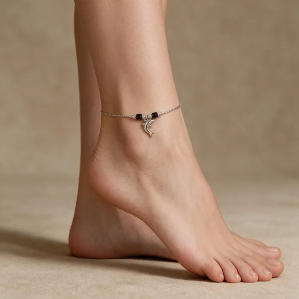Silver_Tone_Dolphin_Anklet_For_Women