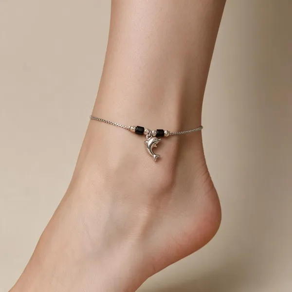 Silver_Tone_Dolphin_Anklet_For_Women