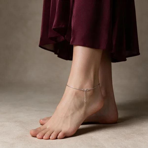Silver-Tone_Delicate_Anklet_For_Women