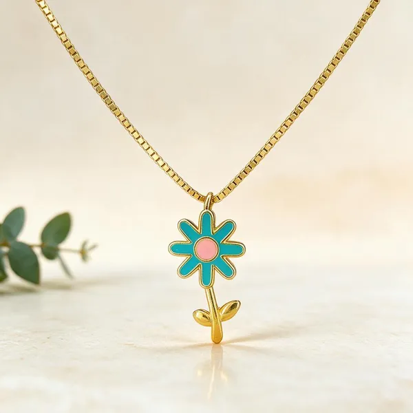 Gold_Tone_Floral_Chain_Pendant_For_Women