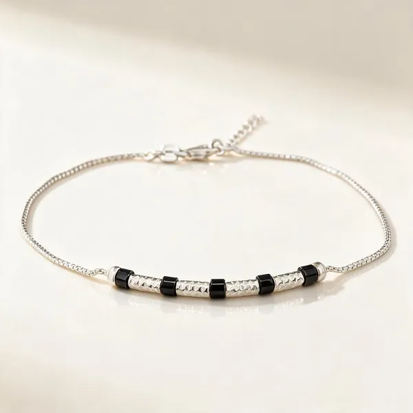 Silver-Tone_Beaded_Chain_Anklet_For_Women