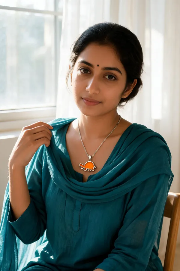 Orange_Dinosaur_Pendant_Chain_Necklace_For_Women