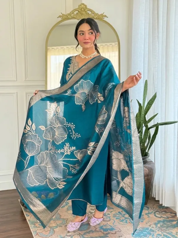 Teal_Embroidered_Straight_Kurta_Set_for_Women