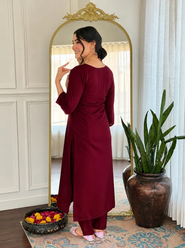 Maroon_Embroidered_Straight_Suit_Set_For_Women