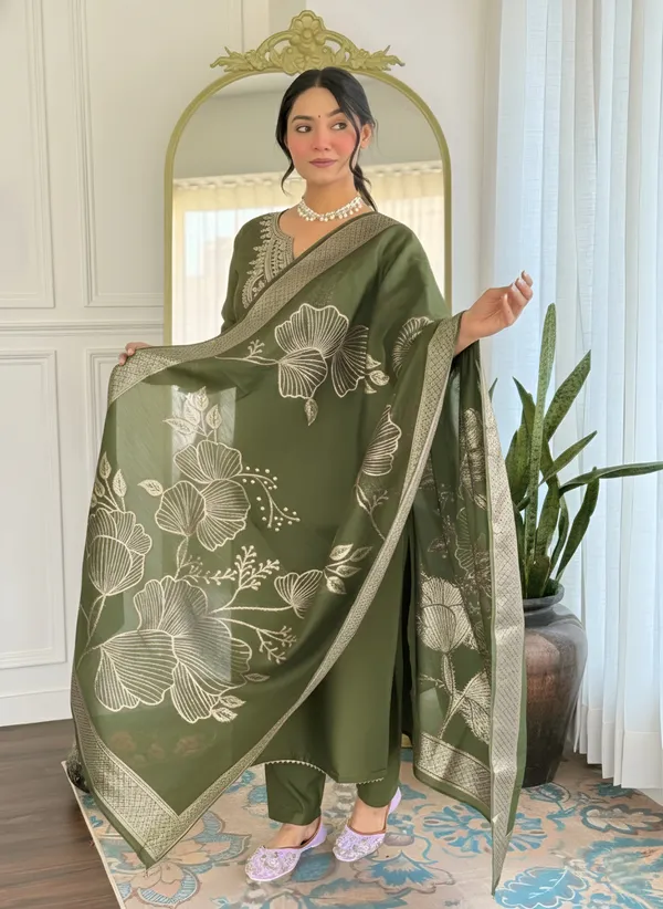 Olive_Green_Embroidered_Suit_Set_for_Women