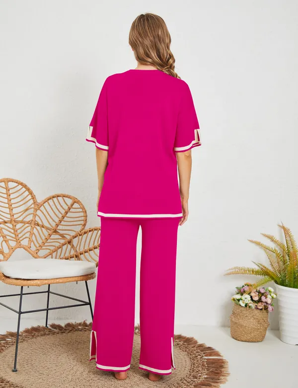 Pink_Short_Sleeve_Wide_Leg_Lounge_Set_for_Women
