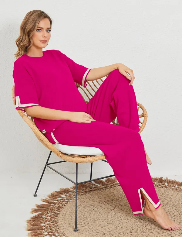 Pink_Short_Sleeve_Wide_Leg_Lounge_Set_for_Women