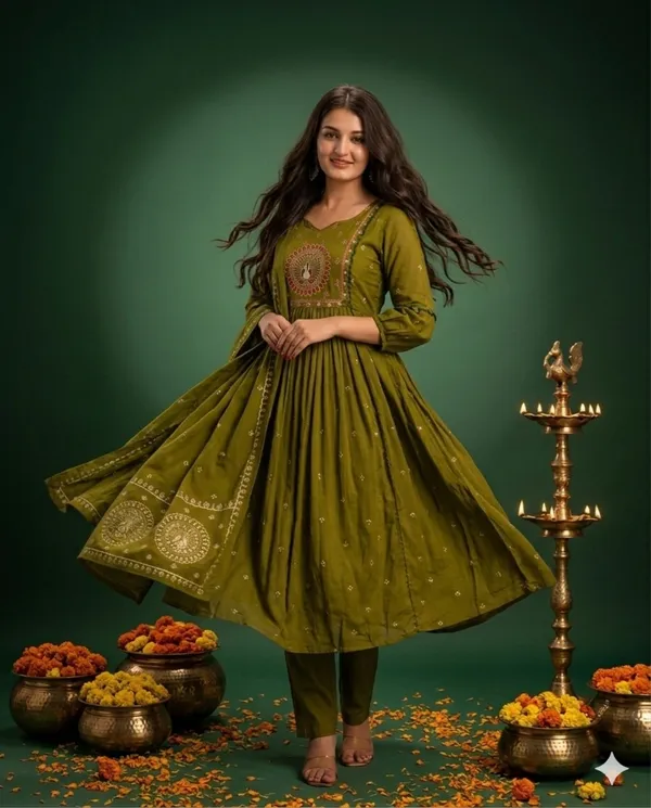 Olive_Green_Anarkali_Suit_Set_for_Women