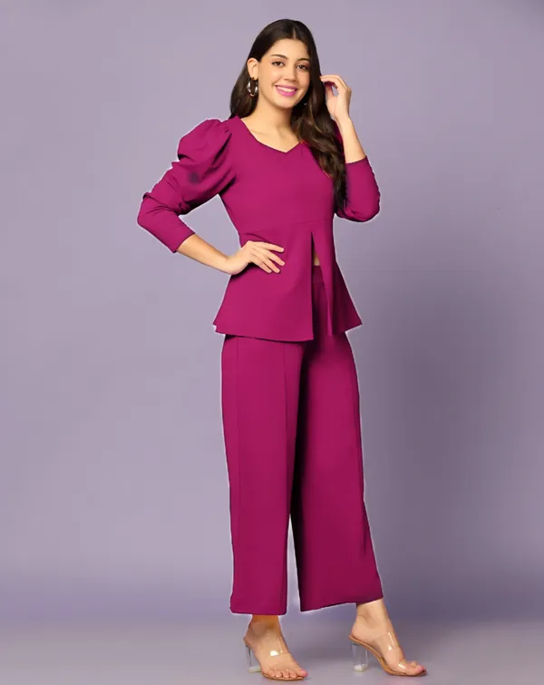 Magenta_Long_Sleeve_Peplum_Palazzo_Set_for_Women