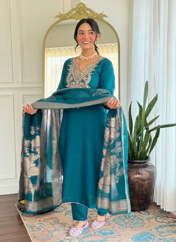 Teal_Embroidered_Straight_Kurta_Set_for_Women