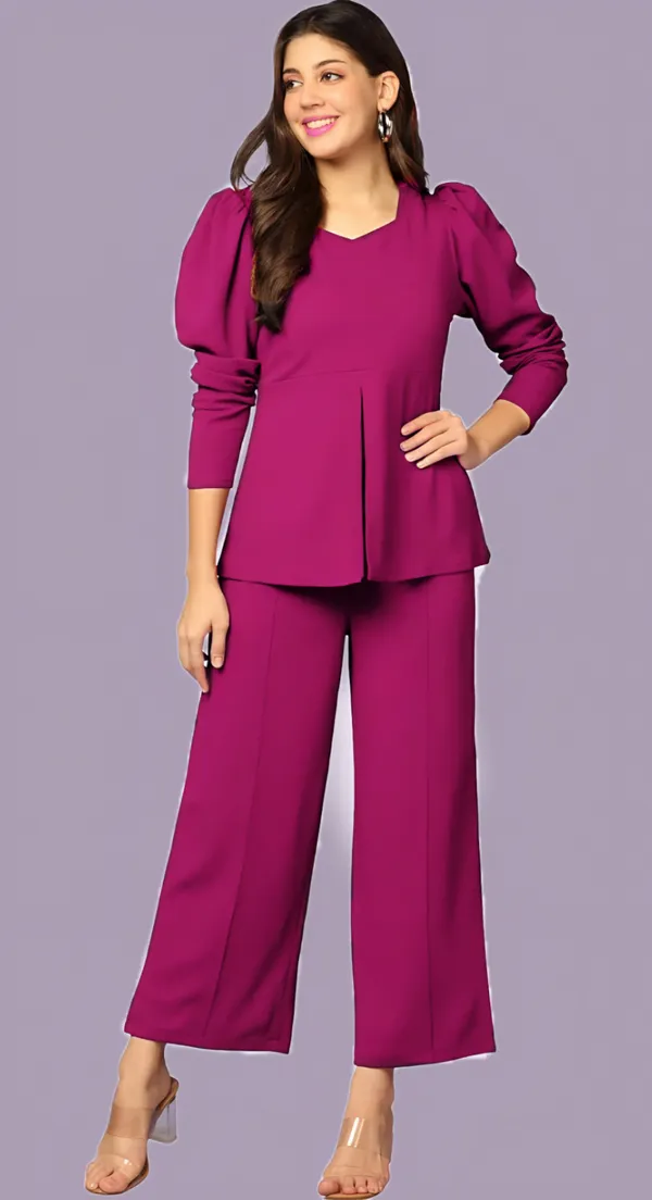 Magenta_Long_Sleeve_Peplum_Palazzo_Set_for_Women