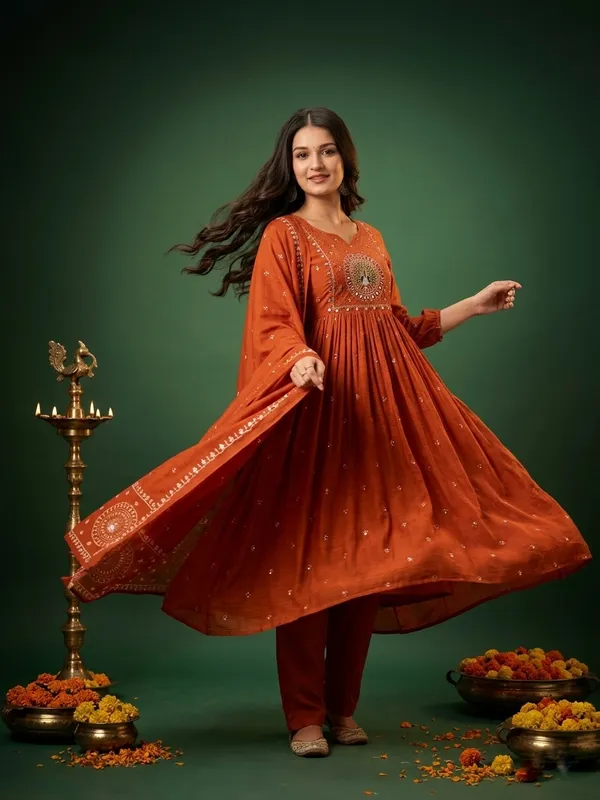 Rust_Anarkali_Kurta_Set_For_Women