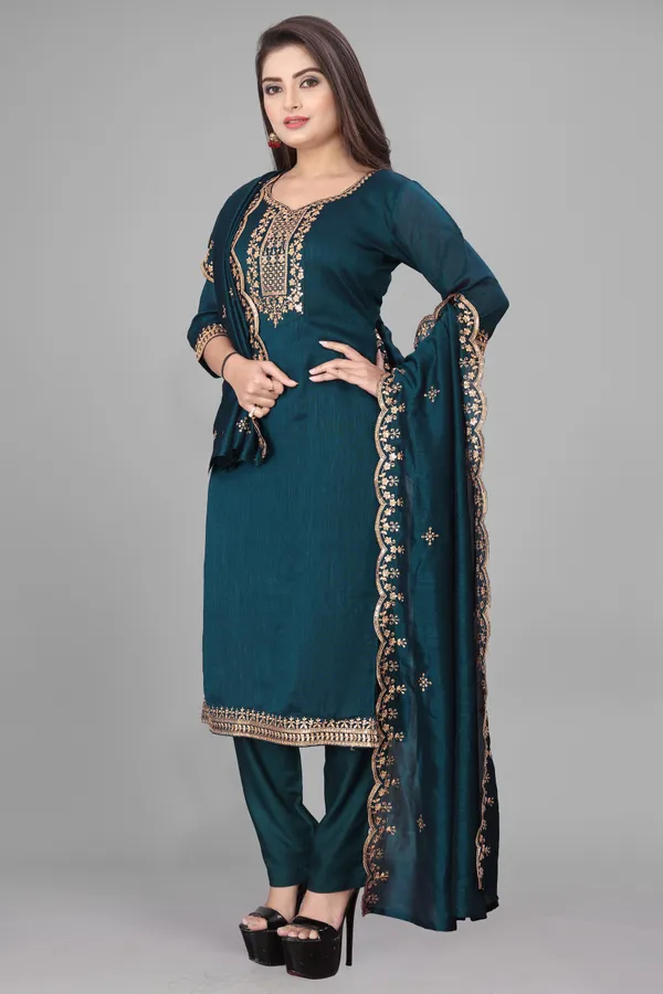 Teal_Embroidered_Straight_Suit_Set_for_Women