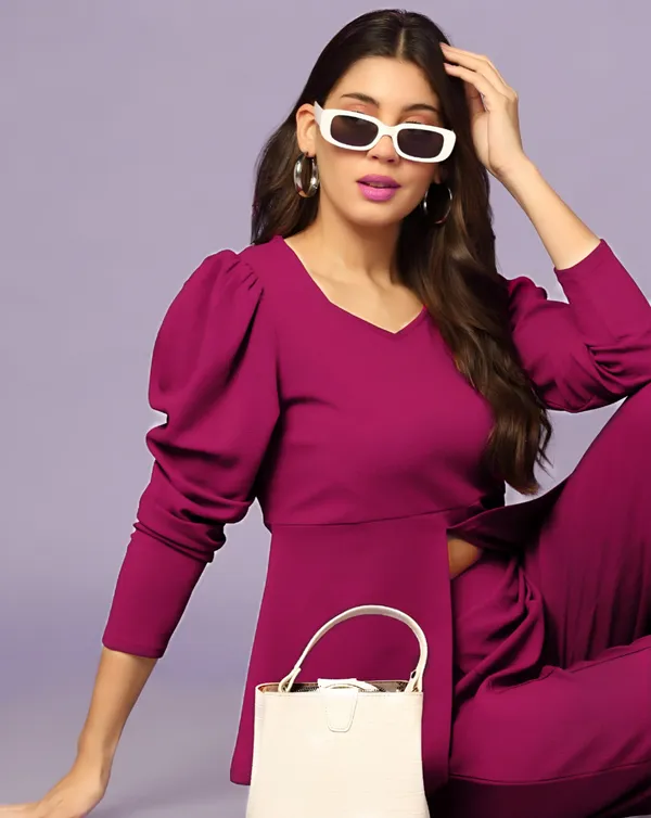 Magenta_Long_Sleeve_Peplum_Palazzo_Set_for_Women