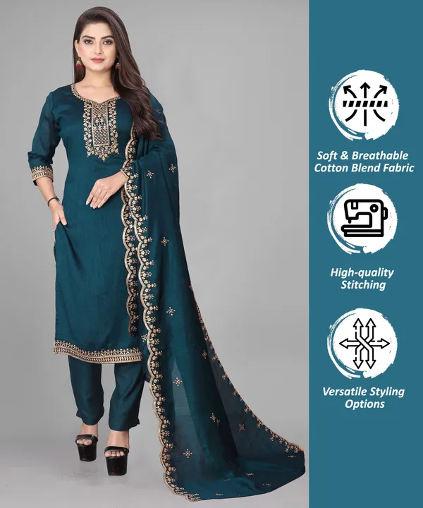 Teal_Embroidered_Straight_Suit_Set_for_Women