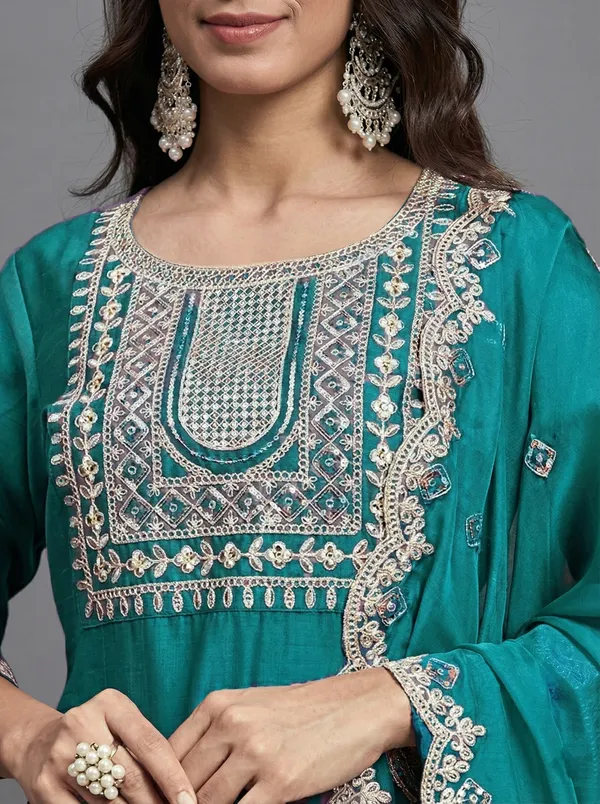 Teal_Embroidered_Straight_Suit_Set_for_Women