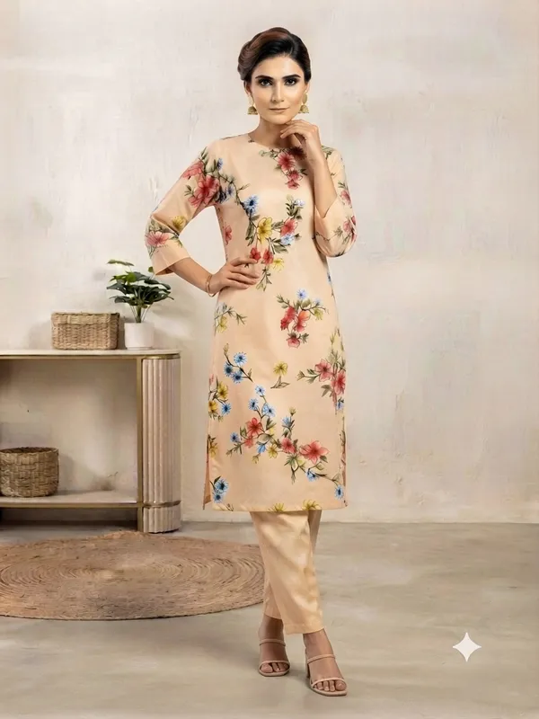 Beige_Floral_Straight_Kurta_Set_for_Women