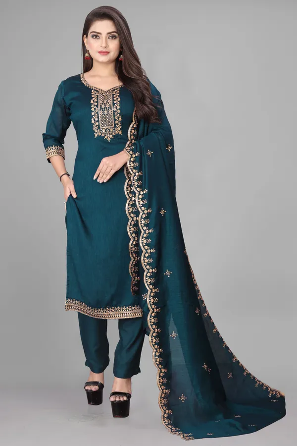 Teal_Embroidered_Straight_Suit_Set_for_Women