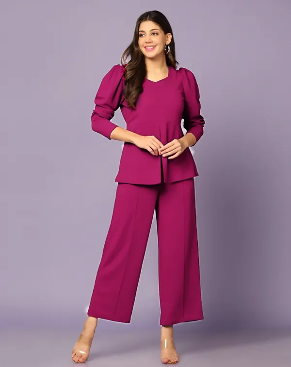 Magenta_Long_Sleeve_Peplum_Palazzo_Set_for_Women