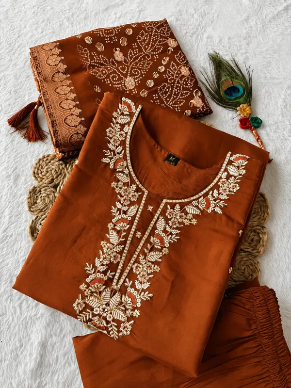 Rust_Embroidered_Kurta_Set_for_Women