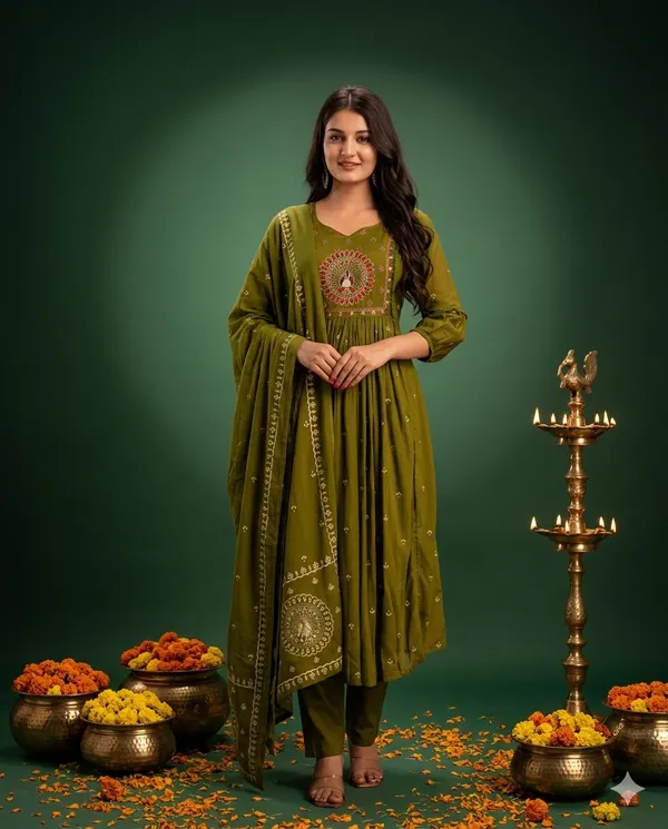 Olive_Green_Anarkali_Suit_Set_for_Women