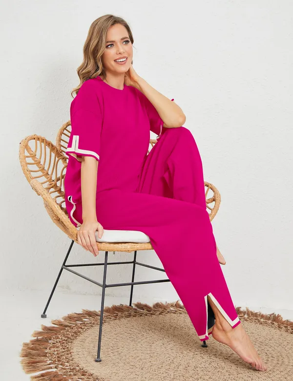 Pink_Short_Sleeve_Wide_Leg_Lounge_Set_for_Women