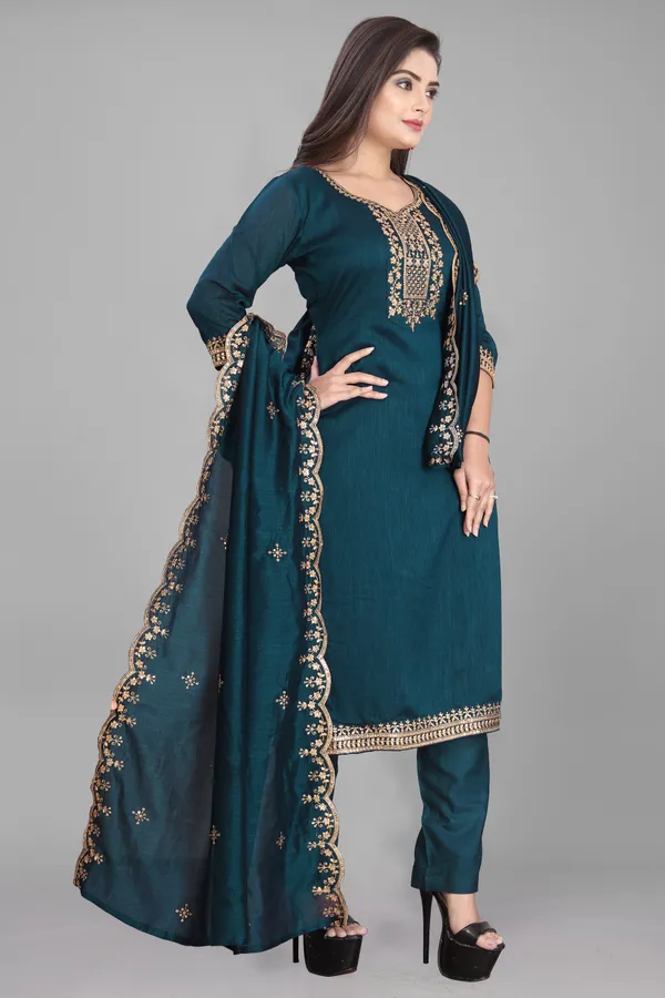 Teal_Embroidered_Straight_Suit_Set_for_Women